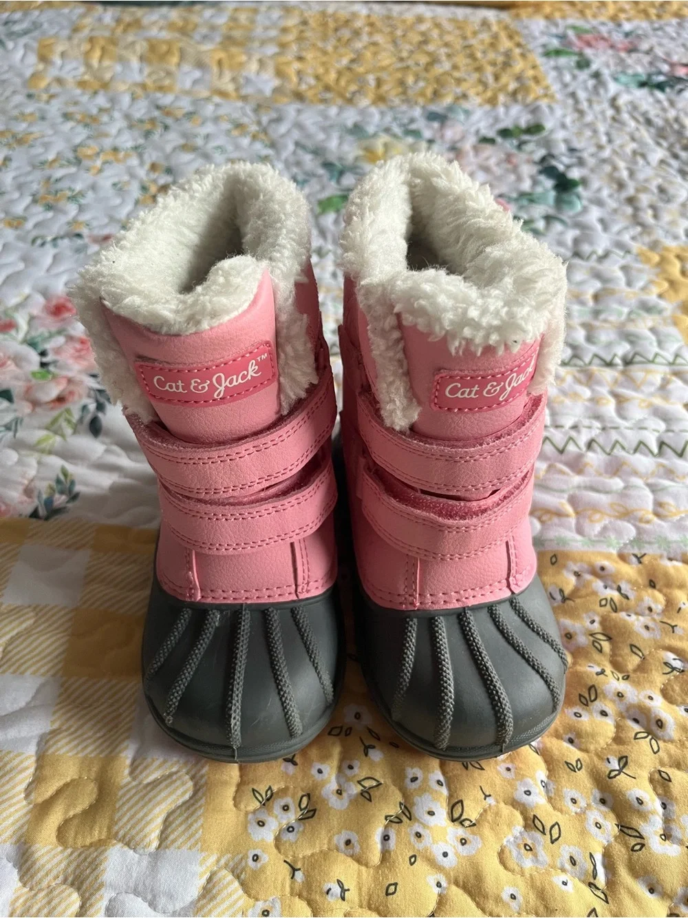 Cat & Jack Pink and Gray Toddler Snow Boots